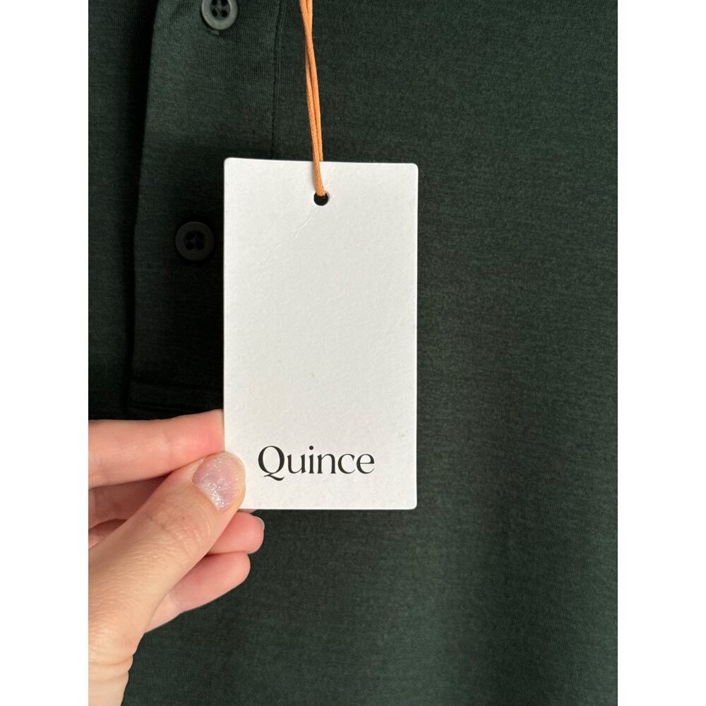 NWT Quince Men Long Sleeve Polo Shirt Size M Olive Green Recycled Preppy Golf - Picture 3 of 9